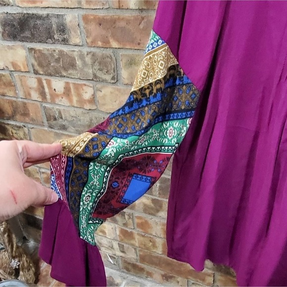 Purple peasant blouse flutter sleeves‎ - Picture 6 of 6